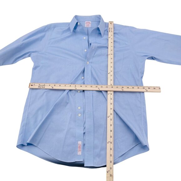 Brooks Brothers Mens Blue Non-Iron All-Cotton Traditional Fit Shirt 15.5-33 - Picture 4 of 4